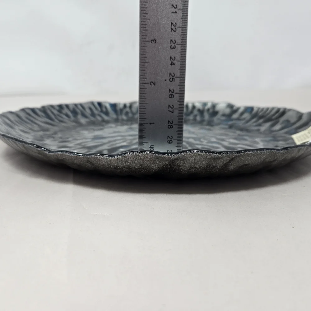Three Hands Coral Blue Dish Platter Plate Hand Painted Sea Ocean Beachy Look